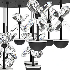 купить 390278 Люстра диммируемая PIANOPOLI 2, 10X2,3W (LED), 3000K, 2800lm, L870, B120, H1500, сталь, черный/переливающееся стекло, прозрачный в интернет-магазине в Санкт-Петербурге