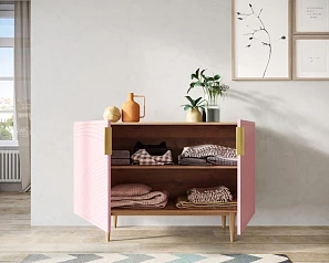 фото Комод с двумя дверками "Line" LN01/GR1/pink в интерьере в Санкт-Петербурге