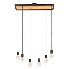 43725 Подвесной потолочный светильник (люстра) CONSETT, 6Х40W, E27, L780, B250, H1100, дерево, сталь, коричневый, черный в интернет-магазине в Санкт-Петербурге