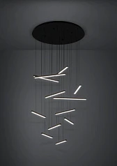 красивые 390351 Люстра диммируемая LINDOZA, 12X8,4W (LED), 3000K, 12000lm, ?780, сталь, черный/пластик, белый в Санкт-Петербурге