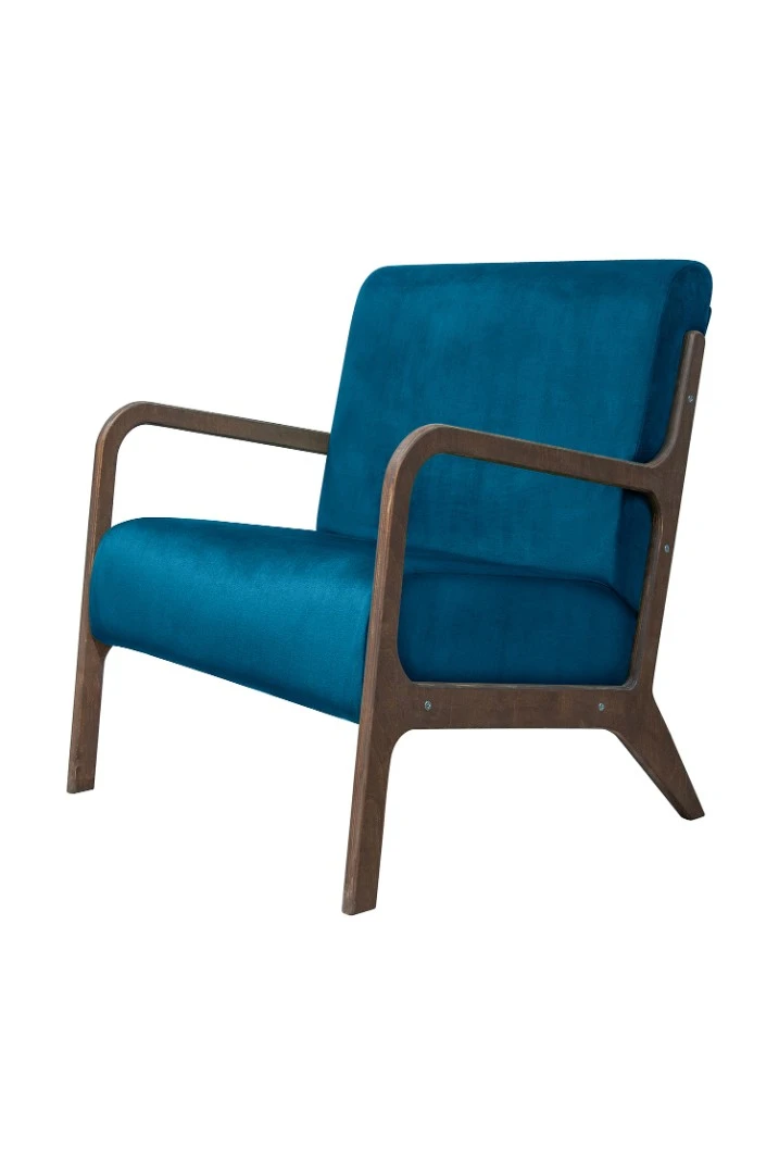 Низкое кресло с деревянными подлокотниками Mody Marine цвет синий на заказ в интернет-магазине в Санкт-Петербурге