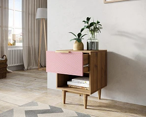 купить стильные Тумбочка с верхним ящиком "Line" LN10/GR1/pink в интернет-магазине в Санкт-Петербурге