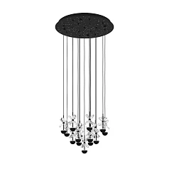 красивые 390277 Люстра диммируемая PIANOPOLI 2, 15X1,8W (LED), 3000K, 3600lm, ?500, сталь, черный/переливающееся стекло, прозрачный в интернет-магазине в Санкт-Петербурге