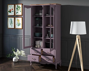 красивый Шкаф Leontina Lavanda для посуды высокий 4 ящика  арт ST9355/4L в интернет-магазине в Санкт-Петербурге