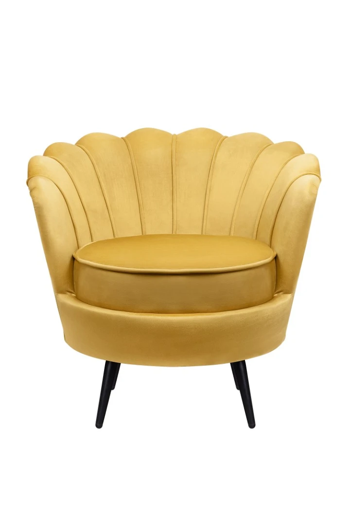 красивое Низкое кресло ракушка Pearl Yellow на черных ножках в Санкт-Петербурге