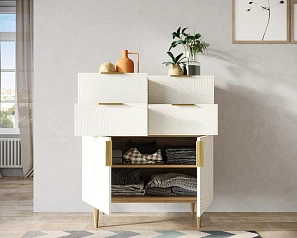 Большой комод с четырьмя ящиками и дверками "Line" LN17/GR1/beige в интерьере в Санкт-Петербурге