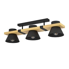 купить красивые 43955 Потолочный светильник MACCLES, 3X15W (E27), L780, B180, H205, сталь, дерево, черный, коричневый в Санкт-Петербурге