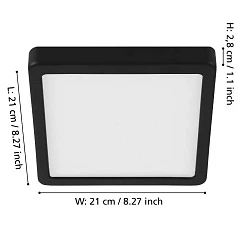 купить 900587 Накладной светильник диммируемый FUEVA 5, 17W (LED), 3000K, L210, B210, H28, сталь, черный / пластик, белый в Санкт-Петербурге