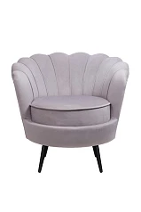 заказать стильное Низкое кресло ракушка Pearl Grey на черных ножках в Санкт-Петербурге