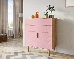 фото Большой комод с четырьмя ящиками и дверками "Line" LN17/GR1/pink в Санкт-Петербурге