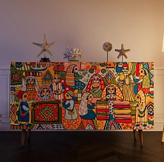 купить красивый Комод "Berber" с двумя дверками и ящиками принт 1 арт BB17/Print_01 в Санкт-Петербурге
