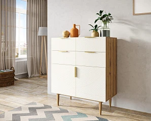 Большой комод с четырьмя ящиками и дверками "Line" LN17/GR1/beige в интерьере в Санкт-Петербурге