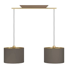 заказать 390336 Люстра SANTANDRIA, 2X40W (E27), L1050, B350, H1500, сталь, дерево, матовая латунь, коричневый/текстиль, капучино, латунь в Санкт-Петербурге