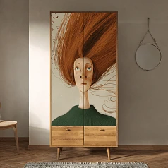 Шкаф двухстворчатый "Berber Art Рыжая девушка" арт BB16/Art1 на заказ в интернет-магазине в Санкт-Петербурге