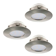 95823 Комплект светодиодных встраиваемых светильников PINEDA, 3х6W(LED), ?78, IP44, пластик, никель матовы в Санкт-Петербурге