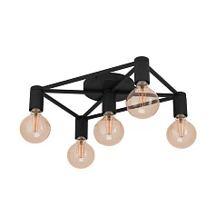 43721 Потолочный светильник SPEKE, 5Х40W, E27, L415, B310, H105, сталь, черный в Санкт-Петербурге