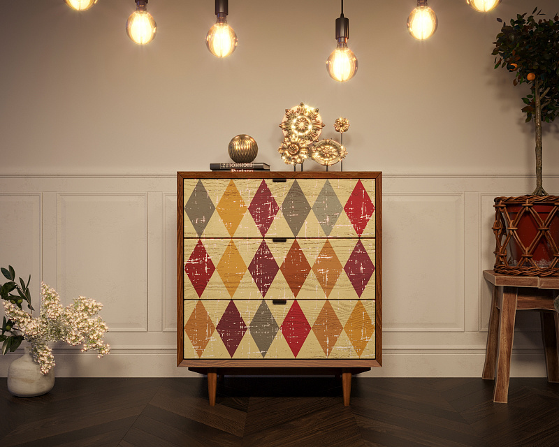 Комод в Скандинавском стиле "Бруни (Bruni) принт" на три ящика арт BR07P в Санкт-Петербурге Комод в Скандинавском стиле "Бруни (Bruni) принт" на три ящика арт BR07P