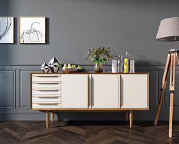 Комод "Бруни (Bruni) с белыми фасадами" три дверки арт BR04WH