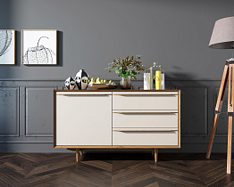 Комод "Бруни (Bruni) с белыми фасадами" с ящиками и дверкой арт BR-02WH