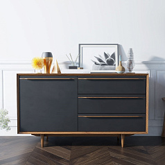 Комод "Бруни (Bruni) блэк" с ящиками и дверкой арт BR-02Black