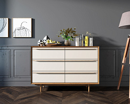 Комод "Бруни (Bruni) с белыми фасадами" с шестью ящиками арт BR05WH