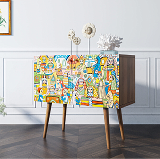 Комод на высоких ножках "Berber" малый 1 принт арт BB13/Print_01