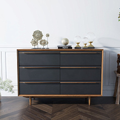 Комод "Бруни (Bruni) блэк" с шестью ящиками арт BR05Black