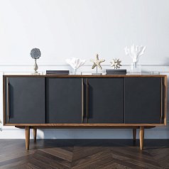 Комод "Бруни (Bruni) блэк" четыре дверки арт BR23Black